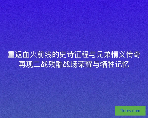 重返血火前线的史诗征程与兄弟情义传奇再现二战残酷战场荣耀与牺牲记忆