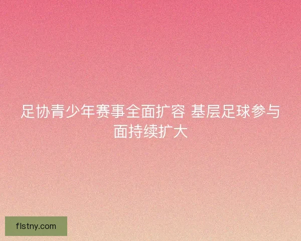 足协青少年赛事全面扩容 基层足球参与面持续扩大