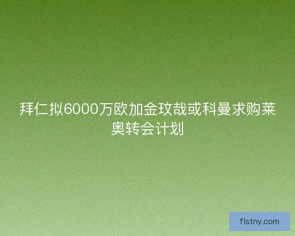 拜仁拟6000万欧加金玟哉或科曼求购莱奥转会计划