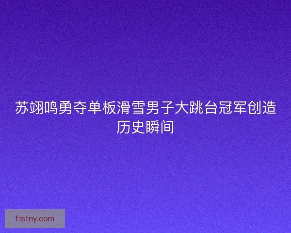 苏翊鸣勇夺单板滑雪男子大跳台冠军创造历史瞬间
